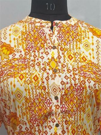 Yellow Mixed Floral Print Cotton Midi with Waist Tie